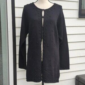 Vintage Nipon Studio Beaded Long Cardigan Sweater | Long Wool Blend Cardigan